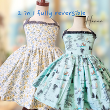 Load image into Gallery viewer, Bear and flowers Reversible dress
