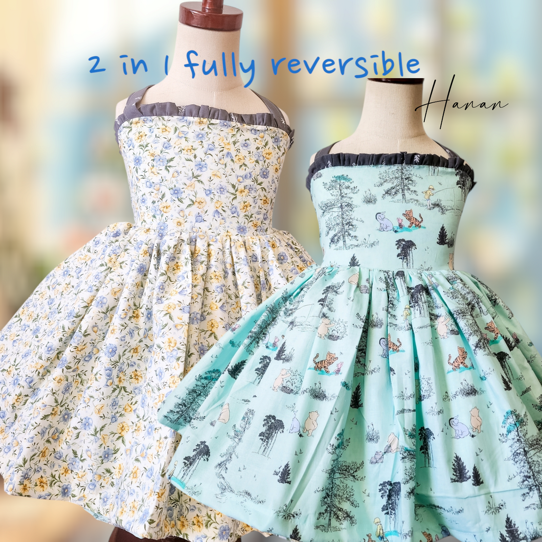Bear and flowers Reversible dress